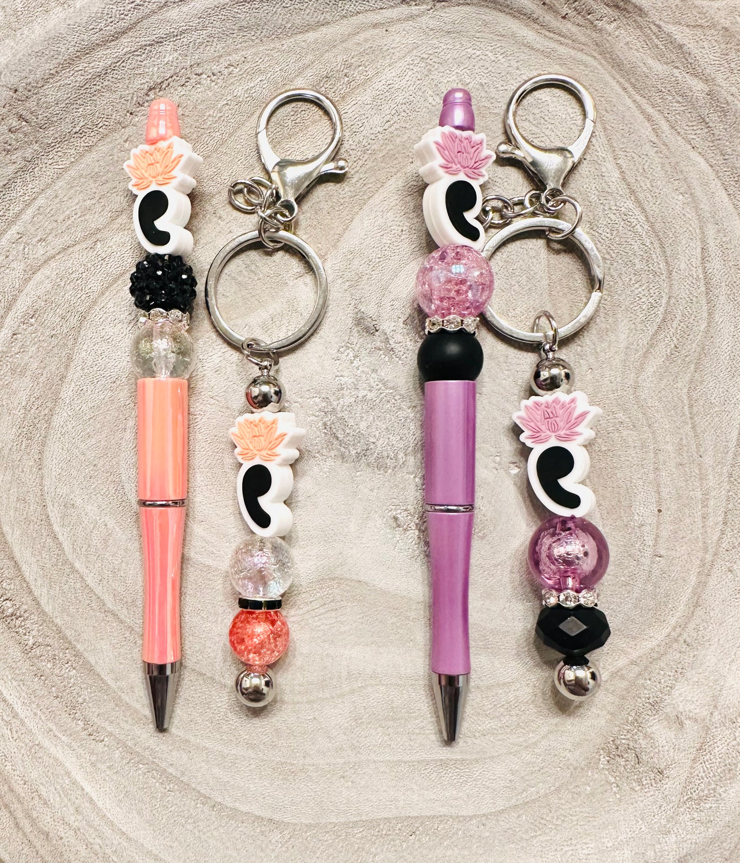 Lotus Semicolon Pen & Keychain Set