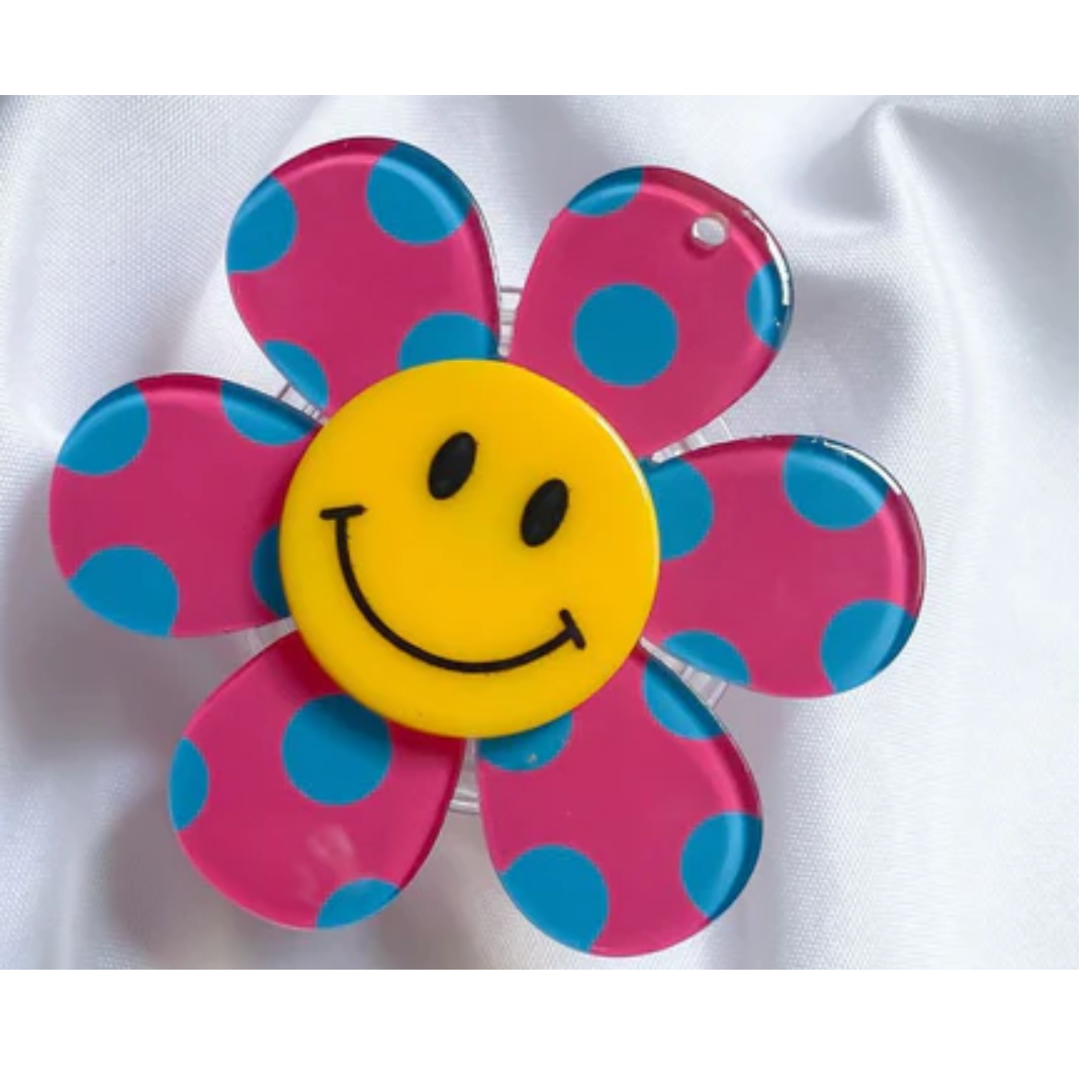 Happy Polka Dotted Sunflower Acrylic Phone Grip