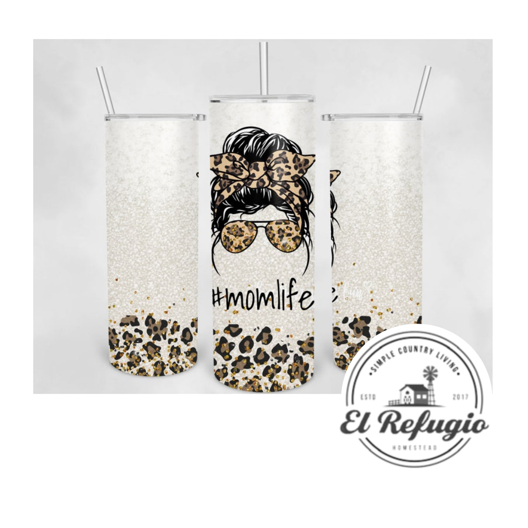 Momlife Cream Leopard Tumbler