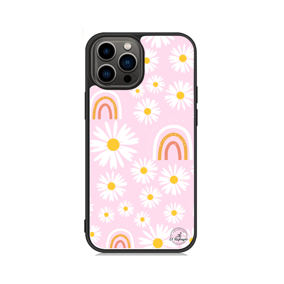 pink rainbows & Daisies iphone case