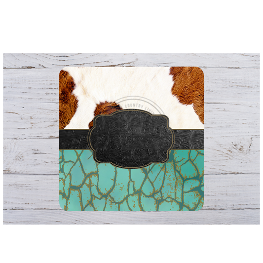 Cowhide And Turquoise Mouse Pad